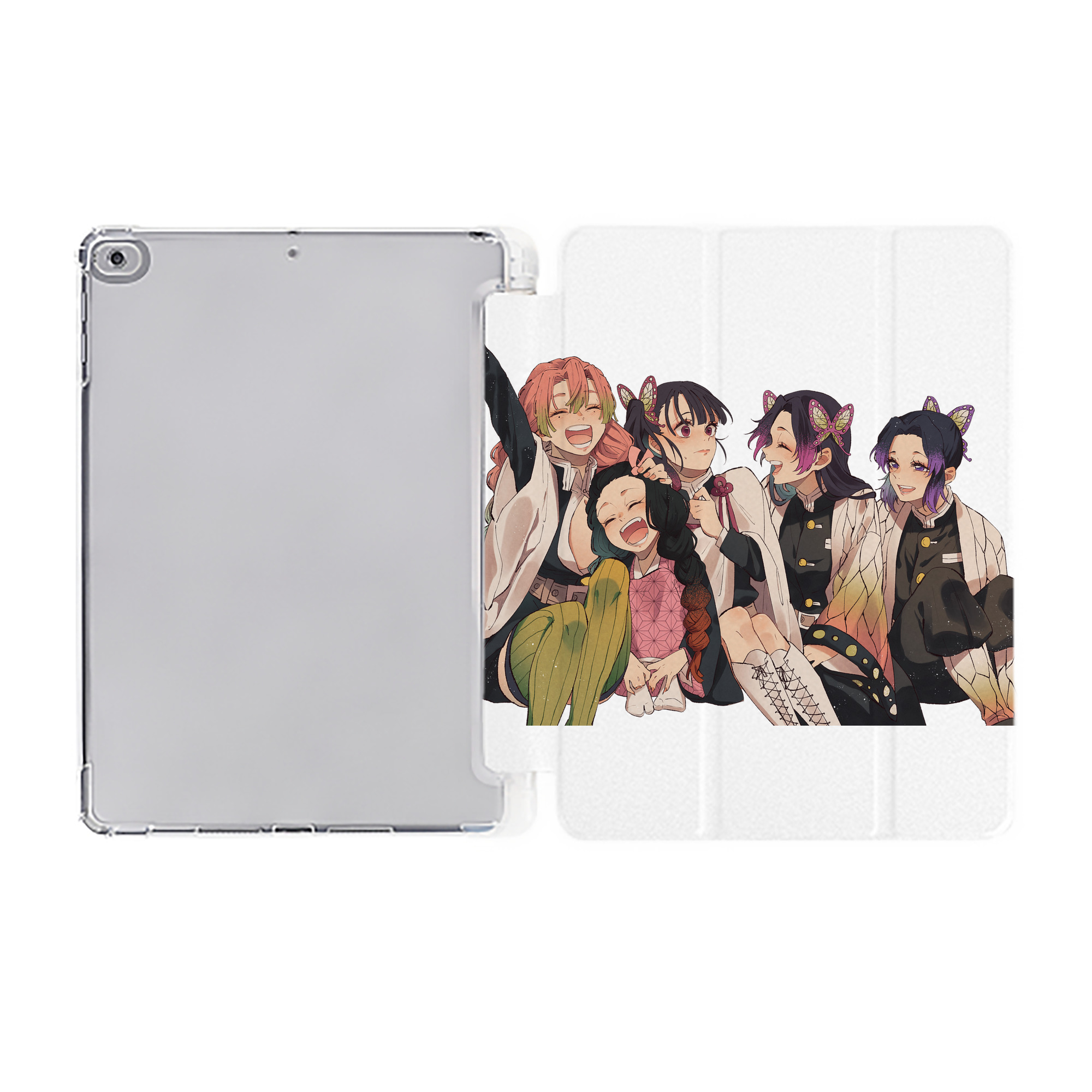 （画像用） 鬼滅の刃（きめつのやいば）蟲柱-胡蝶 しのぶ／こちょう しのぶ Kochou Shinobu IPad ケース ペン収納付き 三つ折りスタンド PUレザー×シリコン 対応機種9.5/10.5/10.9インチ